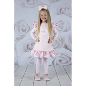 A'Dee Girls Pale Pink Frill Jumper Dress